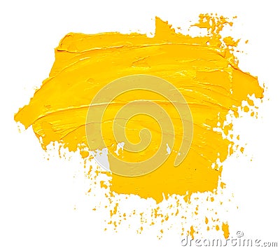 Textured yellow oil paint brush stroke Vector Illustration