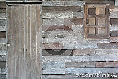 Textures and patterns of brown wooden doors and windows Stock Photo