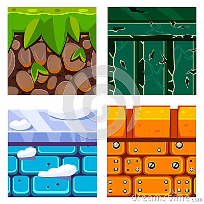 Textures for Platformers Icons Vector Set Vector Illustration