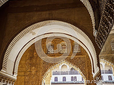 Textures in the walls and ceilings in nasrid palaces of Alhambra in Granada, Spain Stock Photo