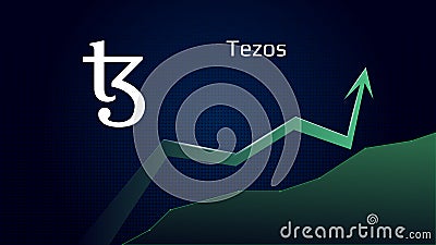 Tezos XTZ in uptrend and price is rising. Vector Illustration