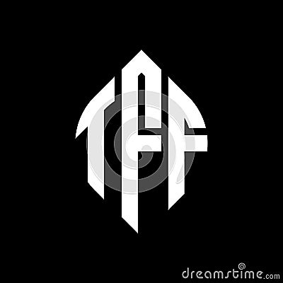 TFF circle letter logo design with circle and ellipse shape. TFF ellipse letters with typographic style. The three initials form a Vector Illustration