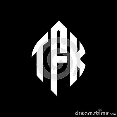 TFK circle letter logo design with circle and ellipse shape. TFK ellipse letters with typographic style. The three initials form a Vector Illustration