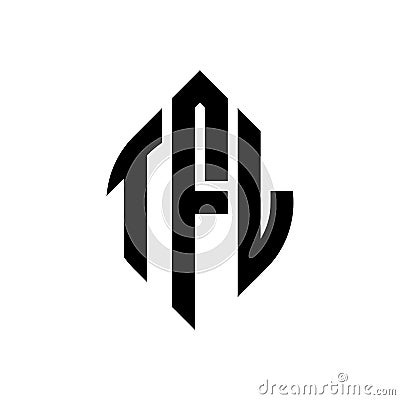 TFL circle letter logo design with circle and ellipse shape. TFL ellipse letters with typographic style. The three initials form a Vector Illustration