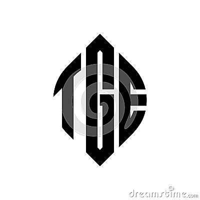 TGE circle letter logo design with circle and ellipse shape. TGE ellipse letters with typographic style. The three initials form a Vector Illustration