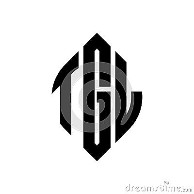 TGL circle letter logo design with circle and ellipse shape. TGL ellipse letters with typographic style. The three initials form a Vector Illustration