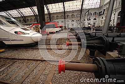 TGV high speed train in Sants station in Barcelona Editorial Stock Photo