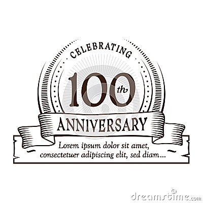 100th anniversary design template. 100 years logo. One hundred years vector and illustration. Vector Illustration