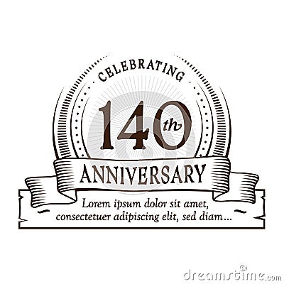 140th anniversary design template. 140 years logo. 140 years vector and illustration. Vector Illustration