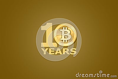 10th Anniversary Bitcoin Stock Photo
