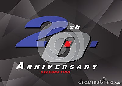 20th anniversary celebrating logo gray and blue color Vector Illustration