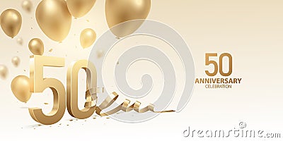 50th Anniversary Celebration Background Vector Illustration