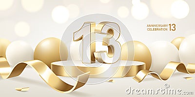13th Anniversary Celebration Background Vector Illustration