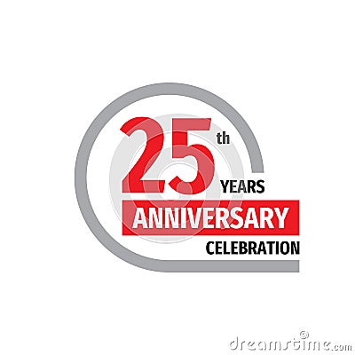 25th anniversary celebration badge logo design. Twenty five years banner poster. Vector Illustration