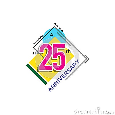 25th Anniversary Celebration Icon Vector Logo Design Template. Vector Illustration