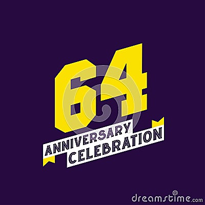 64th Anniversary Celebration vector design, 64 years anniversary Vector Illustration