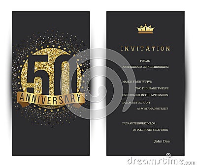 50th anniversary decorated greeting card template. Stock Photo