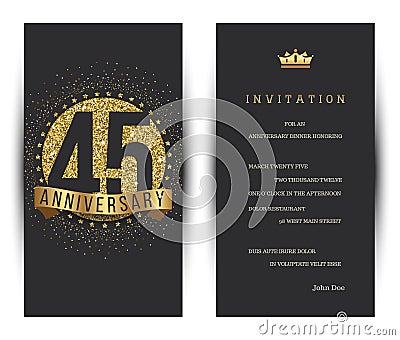 45th anniversary decorated greeting card template. Stock Photo