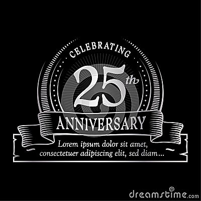 25th anniversary design template. 25 years logo. Twenty-five years vector and illustration. Vector Illustration