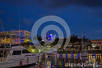 50th Anniversary of Independence lighting around the wharf in Bridgetown, Barbados Editorial Stock Photo