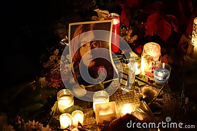 The 34th Anniversary Of John Lennon's Death At Strawberry Fields Editorial Stock Photo
