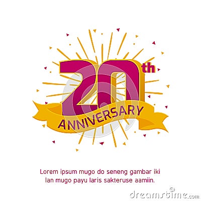 20th anniversary logo badge. colorful birthday event background vector design Vector Illustration