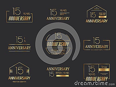 15th anniversary logo collection. Stock Photo