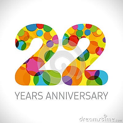 22 years anniversary Vector Illustration