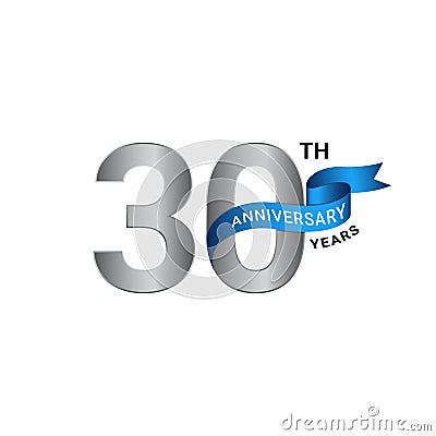 30th anniversary years silver blue color Vector Illustration