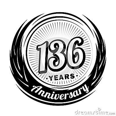 136 years anniversary. Elegant anniversary design. 136th logo. Vector Illustration