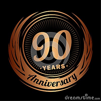 90 year anniversary. Elegant anniversary design. 90th logo. Vector Illustration