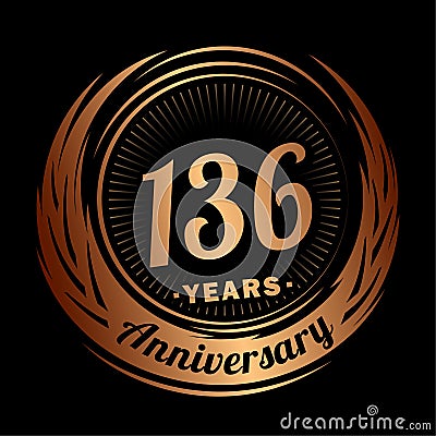 136 years anniversary. Elegant anniversary design. 136th logo. Vector Illustration