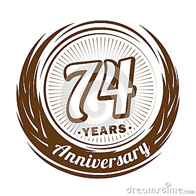 74 years anniversary. Elegant anniversary design. 74th logo. Vector Illustration