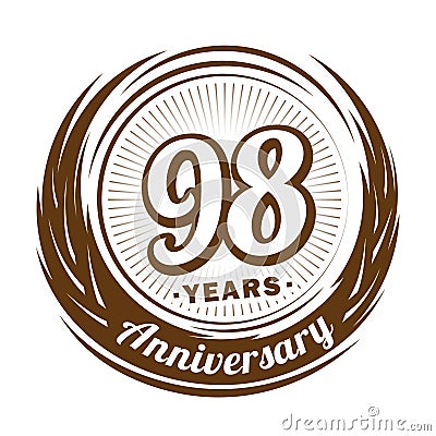 98 years anniversary. Elegant anniversary design. 98th logo. Vector Illustration