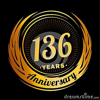 136 years anniversary. Elegant anniversary design. 136th logo. Vector Illustration