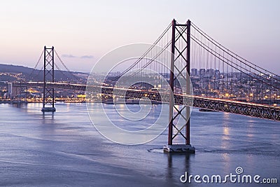 Red bridge in Lisbon Stock Photo