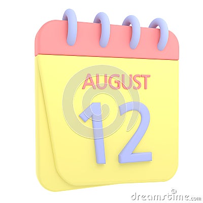 12th August 3D calendar icon Stock Photo