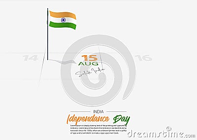 15th of August happy India Independence day. Flag of India on the calendar marked date Indian Independence day. Vector. Vector Illustration