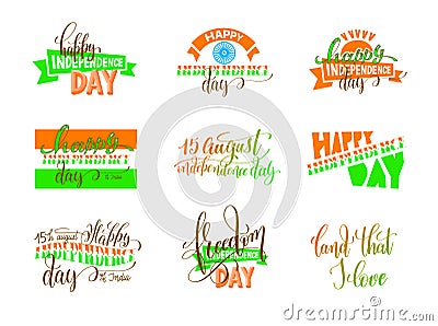 15th of august india independence day logo design Vector Illustration