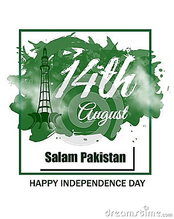 14th August pakistan independence day with beautiful background and minor-e- pakistan. it is suitable for banner and poster. Vector Illustration