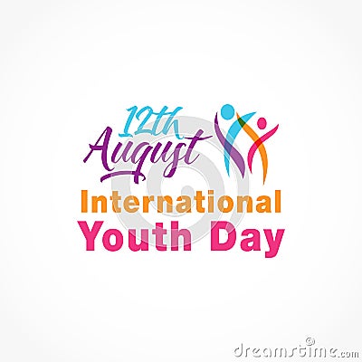 12th August world international youth day logo illustration shirt design Vector Illustration