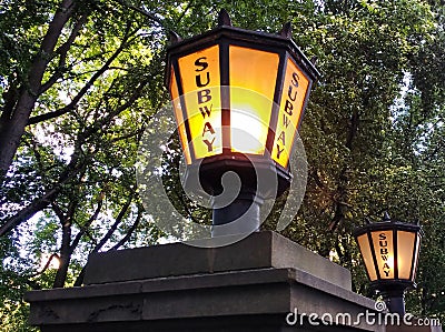 Subway Entrance, NYC, NY, USA Editorial Stock Photo