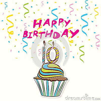 10th birthday greeting card design Vector Illustration