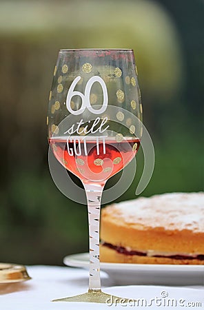 60th birthday wine glass Stock Photo