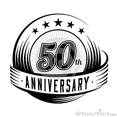 50 years anniversary design template. 50th anniversary celebrating logo design. 50years logo. Vector Illustration