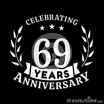 69 years anniversary celebration logotype. 69th anniversary logo. Vector and illustration. Vector Illustration