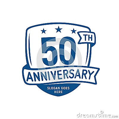 50 years anniversary celebration shield design template. 50th anniversary logo. Vector and illustration. Vector Illustration