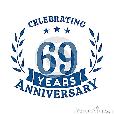 69 years anniversary celebration logotype. 69th anniversary logo. Vector and illustration. Vector Illustration