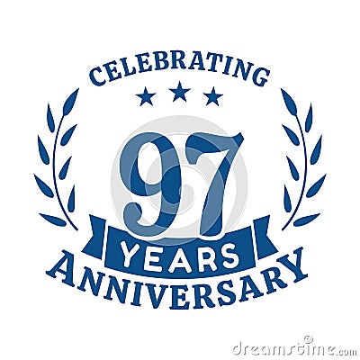97 years anniversary celebration logotype. 97th anniversary logo. Vector and illustration. Vector Illustration