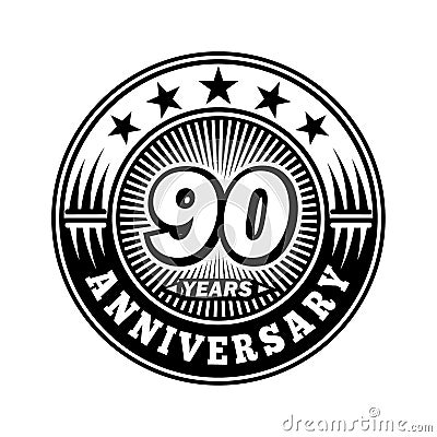 90 years anniversary celebration. 90th anniversary logo design. Ninety years logo. Vector Illustration